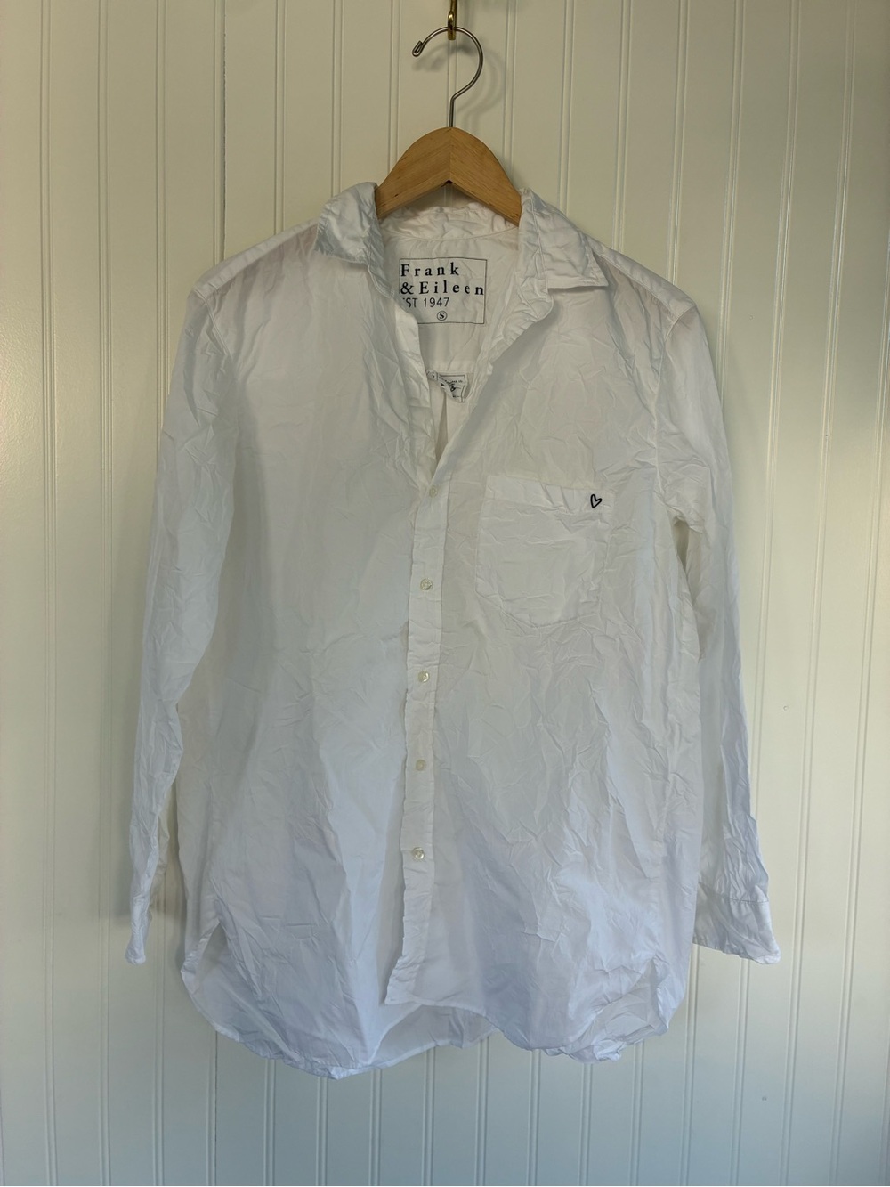 Frank & Eileen White Joedy Crinkle Cotten Long-Sleeve Button-Down Shirt